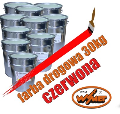 Zestaw 30 kg farby drogowej czerwonej