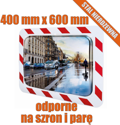 Lustro prostokątne stal nierdzewna 400 x 600 mm