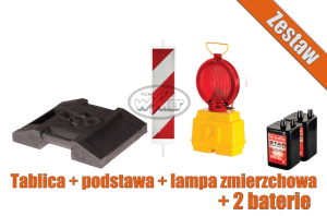 Tablica kierująca U-21 A/B folia I gen. obustronna z lampą zmierzchową na podstawie 15 kg