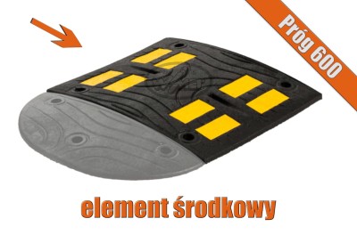 Element środkowy progu podrzutowego z taśmą odblaskową