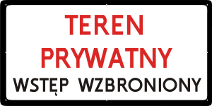 Tabliczka "Teren prywatny - wstęp wzbroniony"