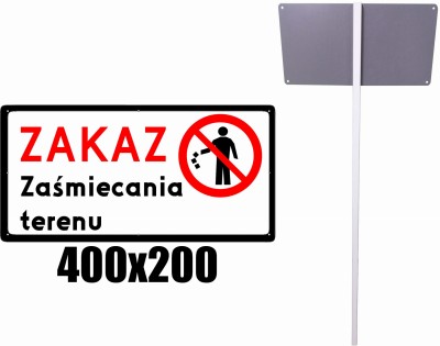 Tabliczka ze słupkiem i wskazaniem wymiaru 400x200 mm