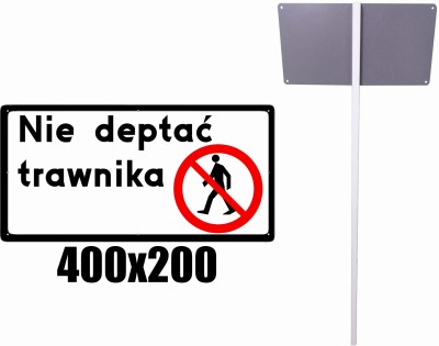 Tabliczka ze słupkiem i wskazaniem wymiaru 400x200 mm