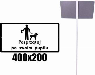Tabliczka ze słupkiem i wskazaniem wymiaru 400x200 mm