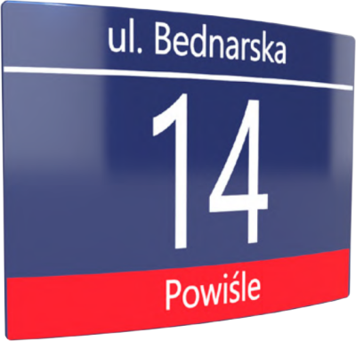 Front tabliczki adresowej wypukłej