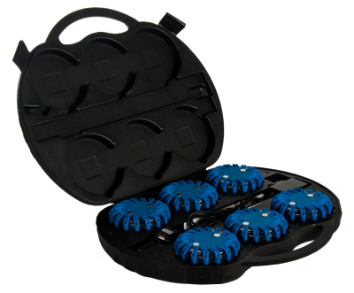 Zestaw świateł ostrzegawczych błyskowych w walizce z ładowarką