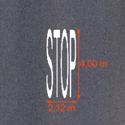 Piktogram P-16, napis drogowy STOP wymiary