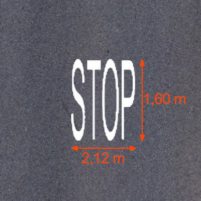 Piktogram P-16, napis drogowy STOP wymiary