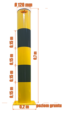 Wymiary słupka U-12c na podstawie