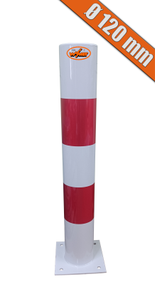 Słupek U-12c biało-czerwony na podstawie