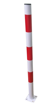 Słupek biało czerwony na podstawce.