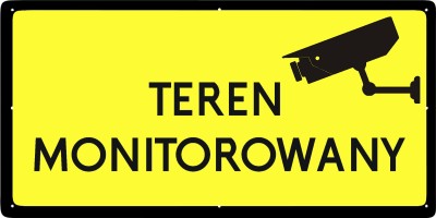 Wizualizacja żółtej tabliczki Teren Monitorowany